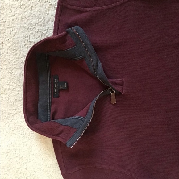 Men’s Lachlan quarter zip sweater, size L, maroon, cotton,VGC - Picture 3 of 3
